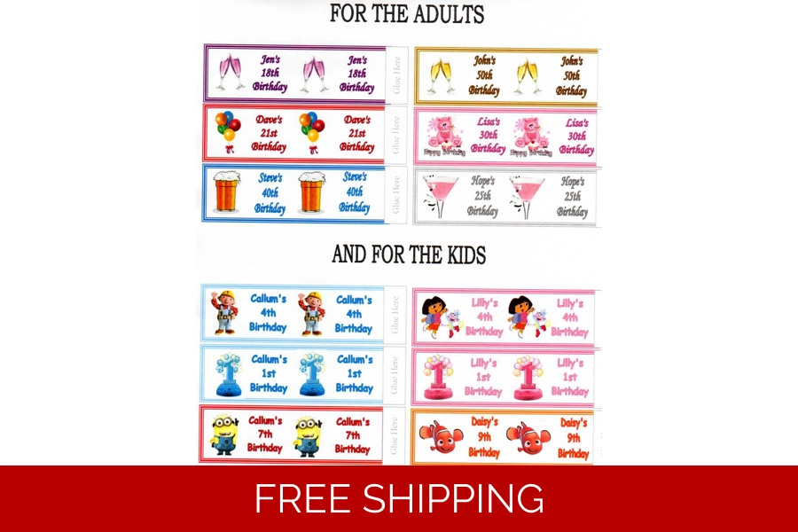 36 x Personalised Birthday Popper Labels/Wrappers